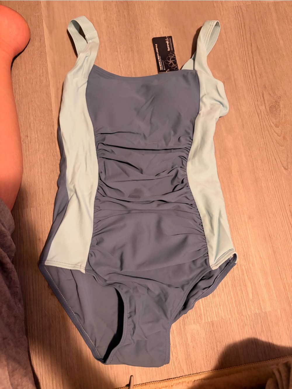 Girls' Light Blue & Slate One-Piece Swim Suit